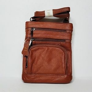 Maze Exclusive Light Brown Genuine Leather Crossbody Handbag